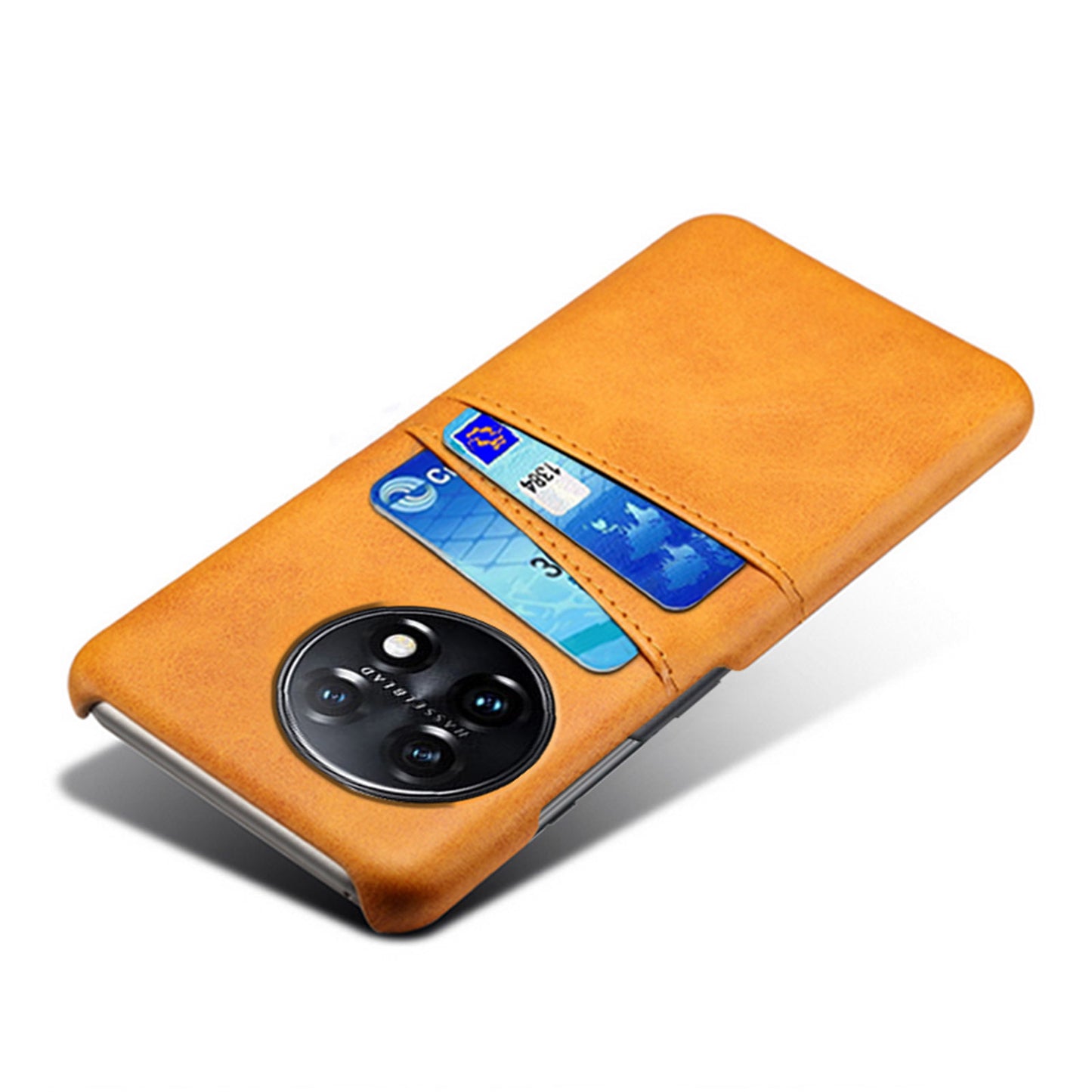 For OnePlus 11 5G Slim Phone Case with Dual Card Slots Shockproof Non-slip Cell Phone Cover - Orange
