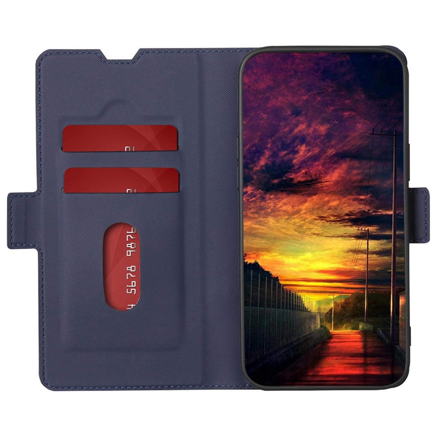 Anti-drop Phone Cover For OnePlus 11 5G, Twill Texture Stand Card Holder Anti-scratch Flip Leather Phone Case - Blue