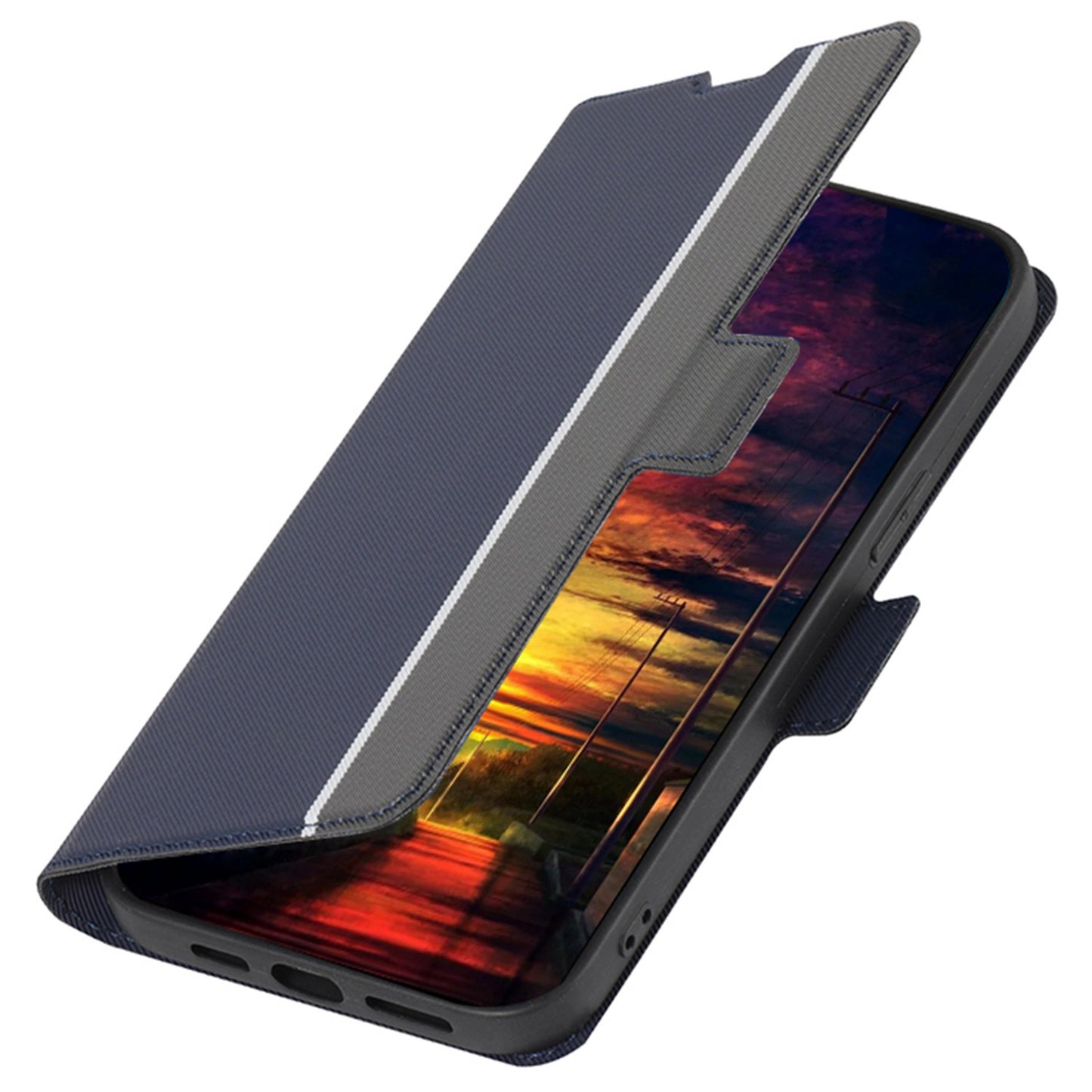 Anti-drop Phone Cover For OnePlus 11 5G, Twill Texture Stand Card Holder Anti-scratch Flip Leather Phone Case - Blue