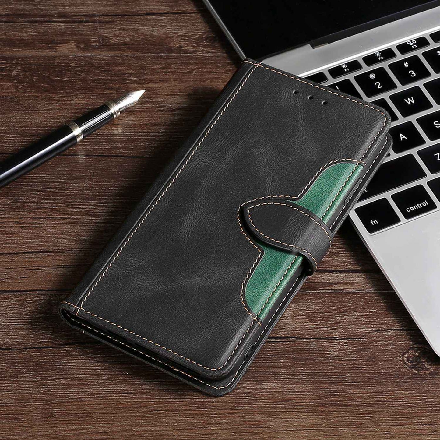 Shockproof Cell Phone Cover for OnePlus 11 5G, Straw Hat Pattern Stand Wallet Anti-scratch Mobile Phone Case - Black
