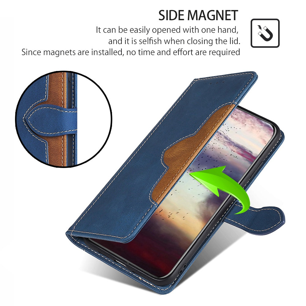 Shockproof Cell Phone Cover for OnePlus 11 5G, Straw Hat Pattern Stand Wallet Anti-scratch Mobile Phone Case - Blue