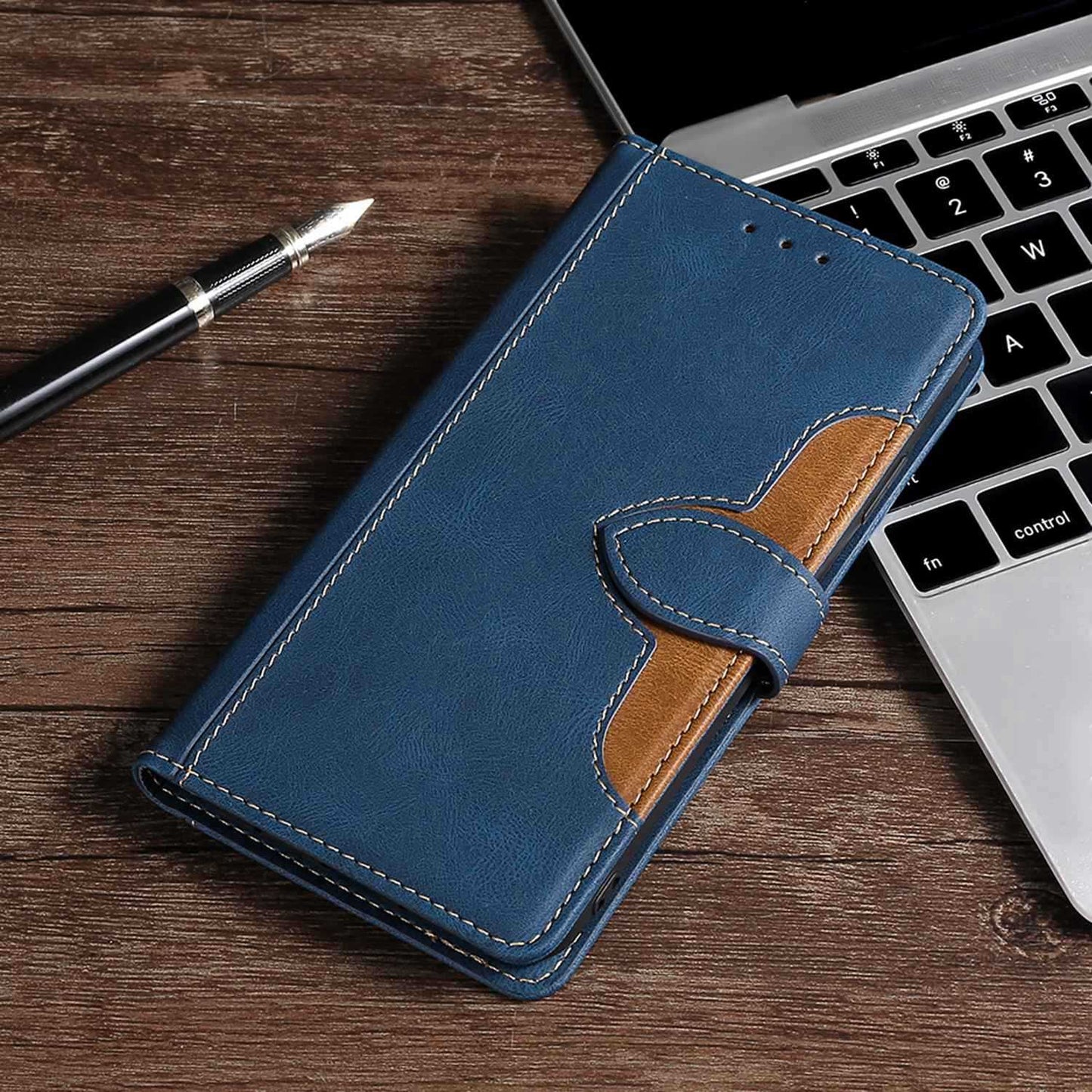 Shockproof Cell Phone Cover for OnePlus 11 5G, Straw Hat Pattern Stand Wallet Anti-scratch Mobile Phone Case - Blue