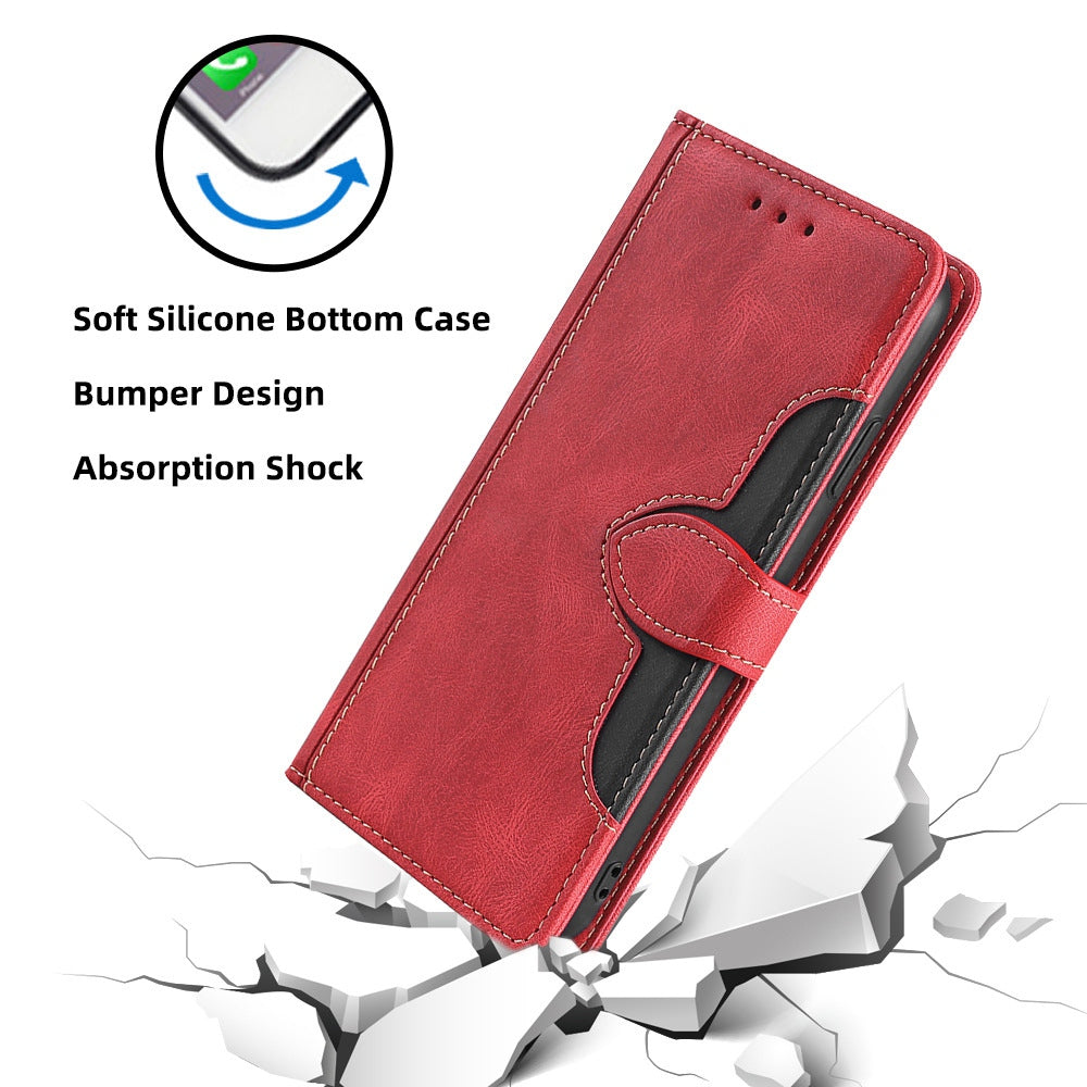 Shockproof Cell Phone Cover for OnePlus 11 5G, Straw Hat Pattern Stand Wallet Anti-scratch Mobile Phone Case - Red