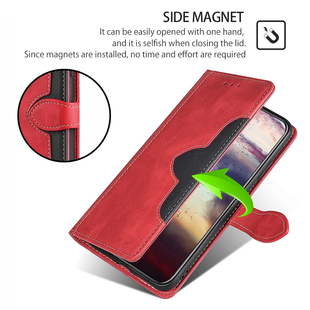 Shockproof Cell Phone Cover for OnePlus 11 5G, Straw Hat Pattern Stand Wallet Anti-scratch Mobile Phone Case - Red