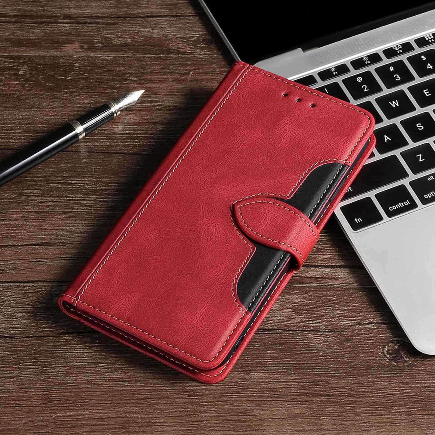 Shockproof Cell Phone Cover for OnePlus 11 5G, Straw Hat Pattern Stand Wallet Anti-scratch Mobile Phone Case - Red