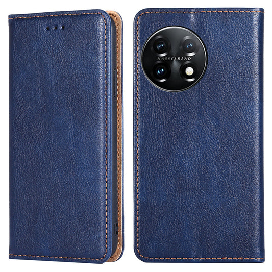 Magnetic Phone Case For OnePlus 11 5G, PU Leather Protective Anti-scratch Cell Phone Cover with Wallet Stand - Blue