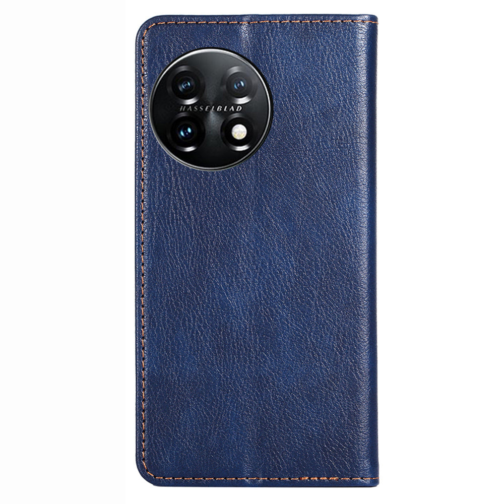 Magnetic Phone Case For OnePlus 11 5G, PU Leather Protective Anti-scratch Cell Phone Cover with Wallet Stand - Blue