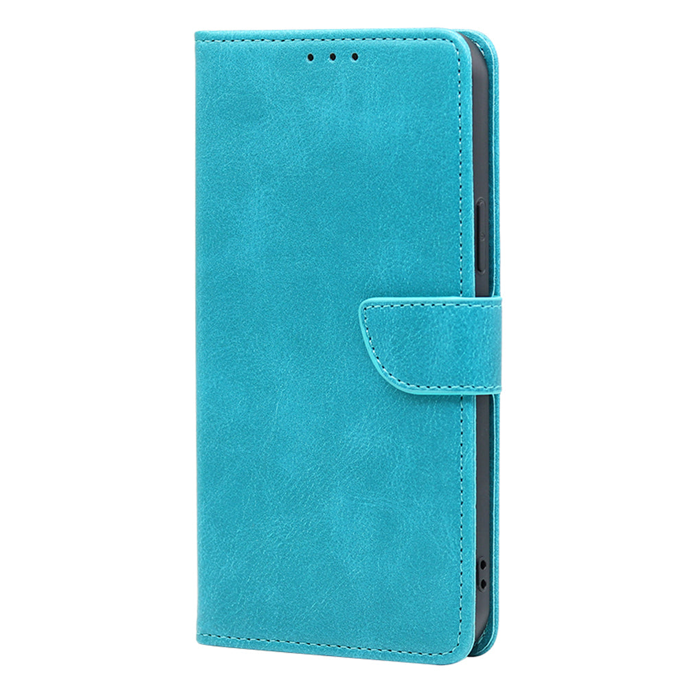 Shockproof Cell Phone Case for OnePlus 11 5G, Calf Texture Stand Wallet Anti-scratch PU Leather Phone Cover - Baby Blue
