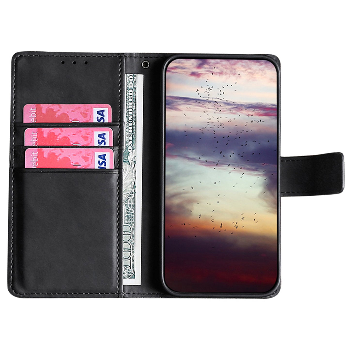 Skin-friendly Phone Case For OnePlus 11 5G, Wallet Stand Crocodile Texture PU Leather + TPU Anti-fall Cell Phone Cover - Black