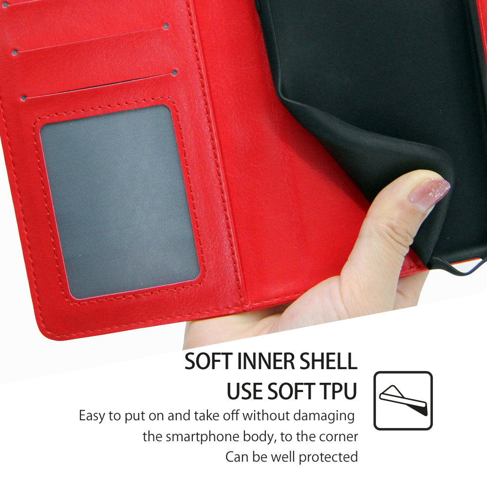 Anti-drop Flip Leather Phone Case For OnePlus 11 5G, Protective Cell Phone Cover with Stand Wallet - Red