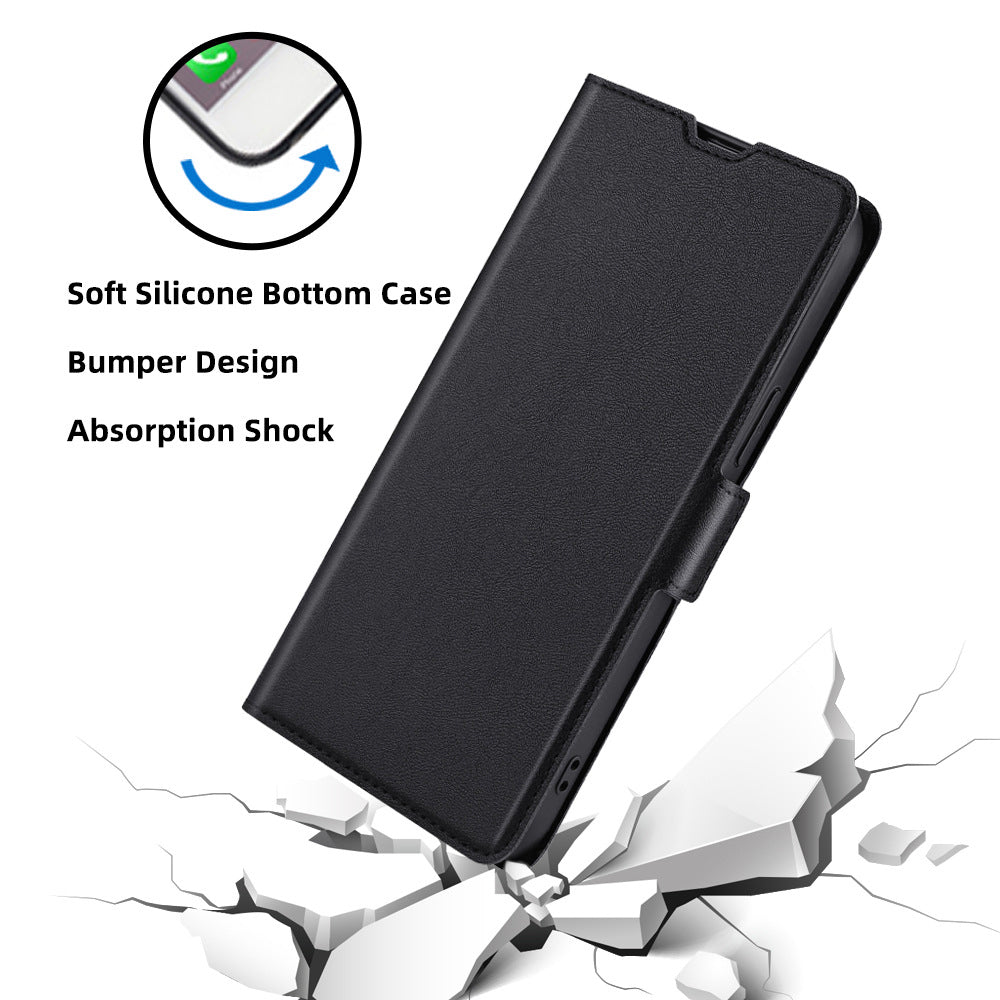 Cell Phone Cover for OnePlus 11 5G, PU Leather Card Holder Drop-proof Flip Mobile Phone Case with Stand - Black