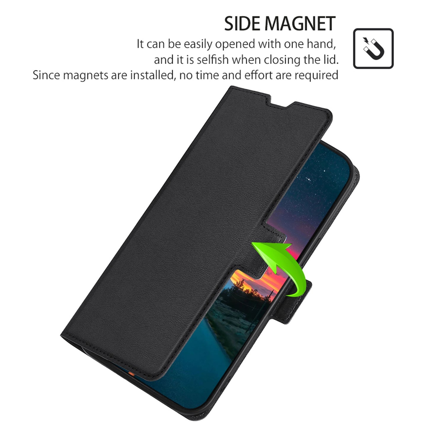 Cell Phone Cover for OnePlus 11 5G, PU Leather Card Holder Drop-proof Flip Mobile Phone Case with Stand - Black