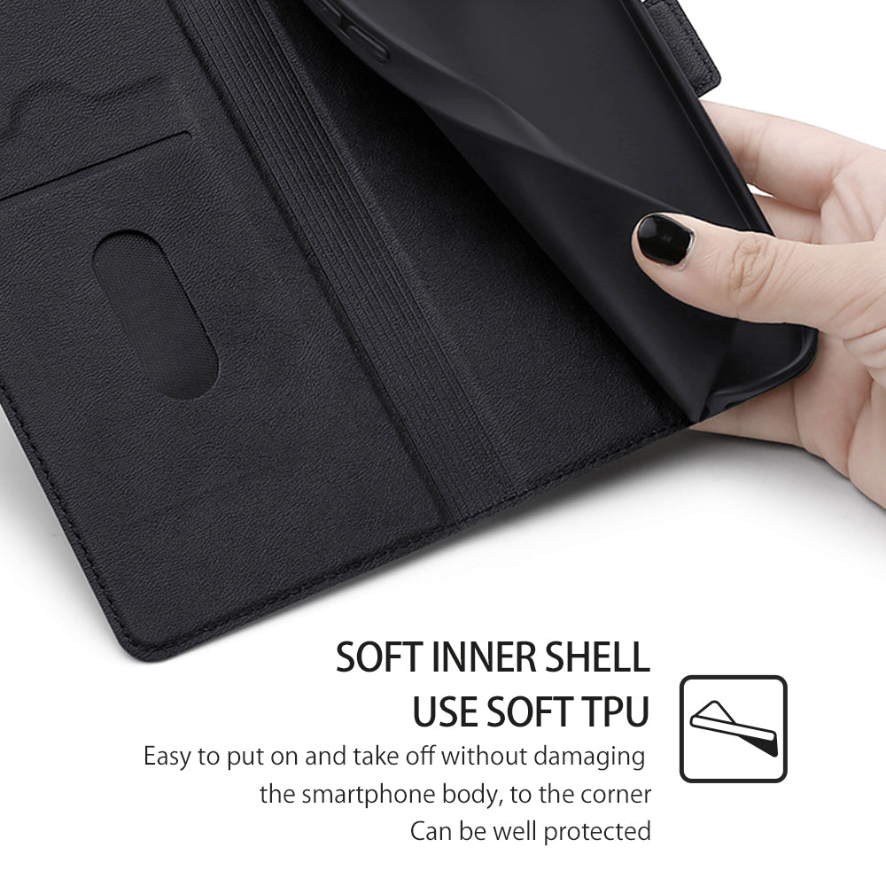 Cell Phone Cover for OnePlus 11 5G, PU Leather Card Holder Drop-proof Flip Mobile Phone Case with Stand - Black