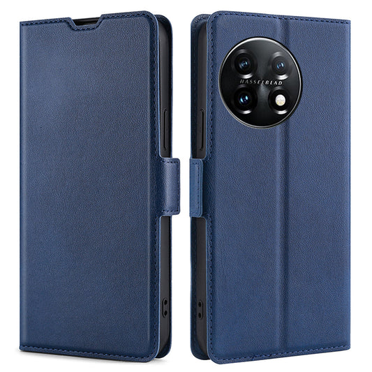 Cell Phone Cover for OnePlus 11 5G, PU Leather Card Holder Drop-proof Flip Mobile Phone Case with Stand - Blue