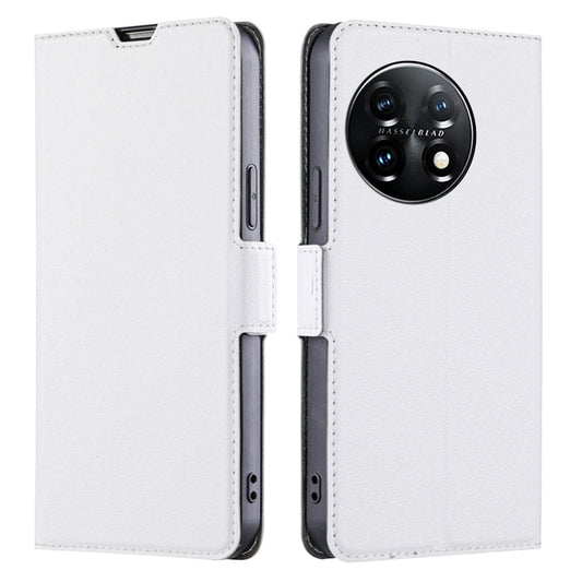 Cell Phone Cover for OnePlus 11 5G, PU Leather Card Holder Drop-proof Flip Mobile Phone Case with Stand - White