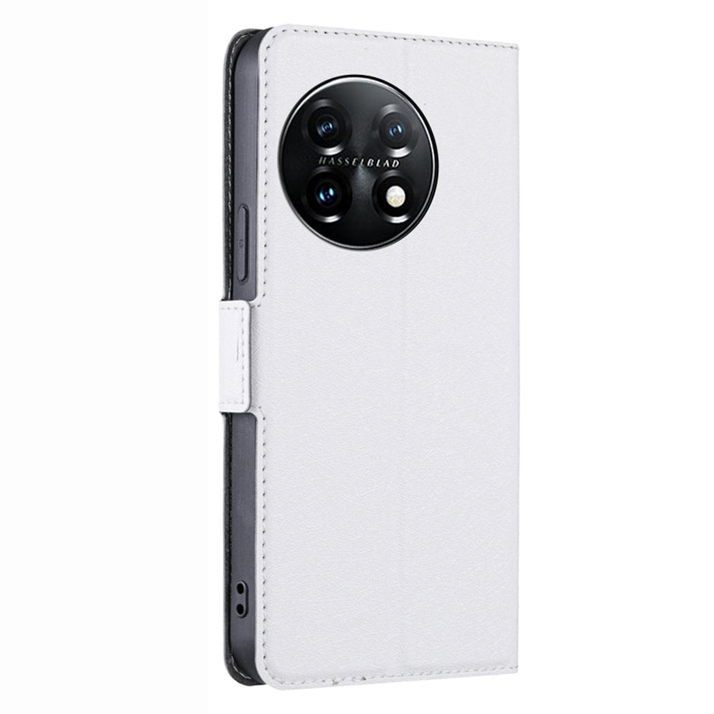 Cell Phone Cover for OnePlus 11 5G, PU Leather Card Holder Drop-proof Flip Mobile Phone Case with Stand - White