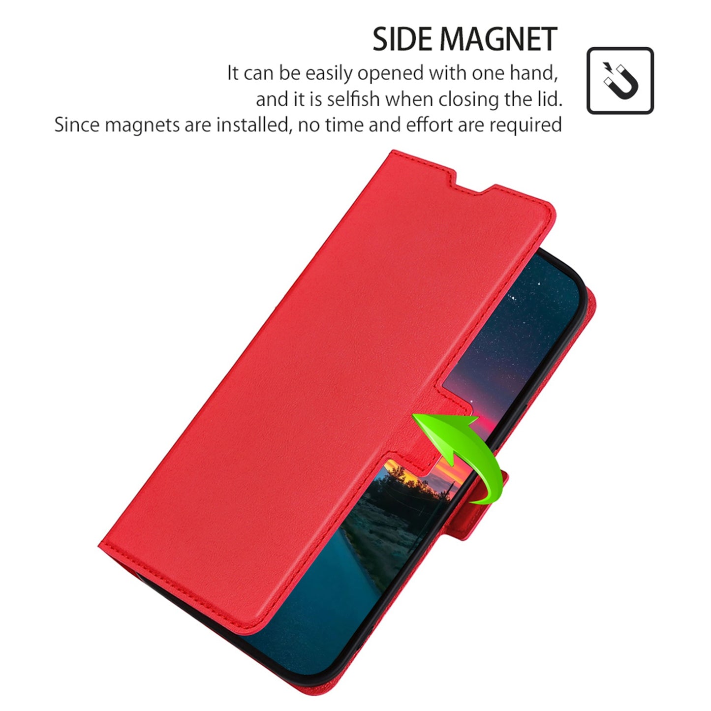 Cell Phone Cover for OnePlus 11 5G, PU Leather Card Holder Drop-proof Flip Mobile Phone Case with Stand - Red