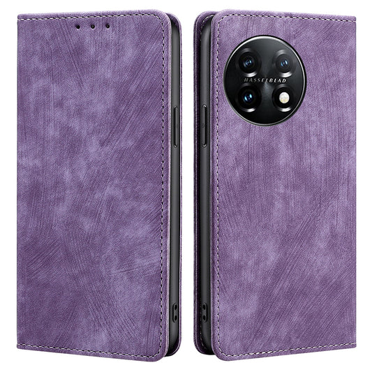 Protective Phone Cover For OnePlus 11 5G, Magnetic RFID Blocking Flip Leather Phone Case with Wallet Foldable Stand- Purple