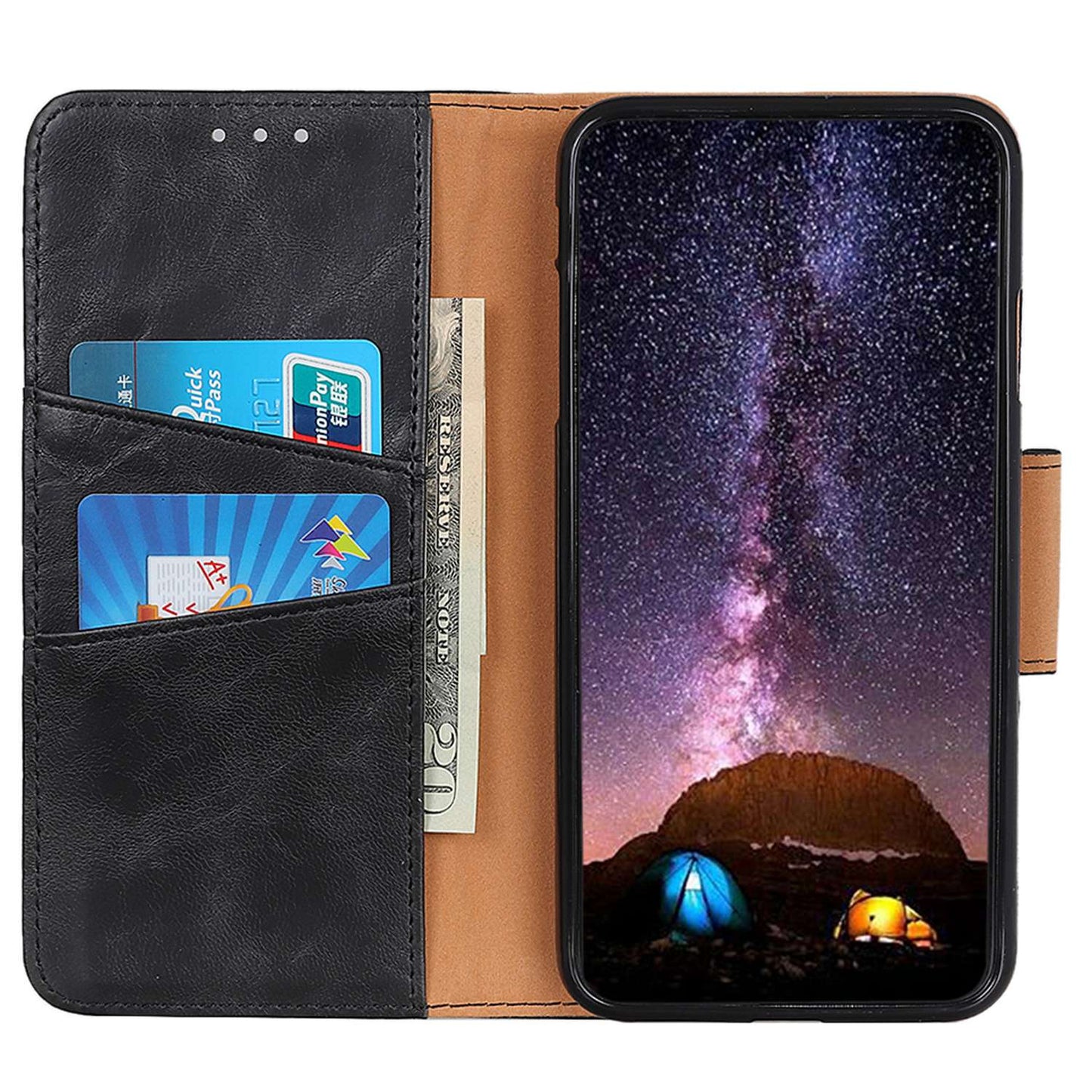For OnePlus 11 5G Crazy Horse Texture Phone Case, Wallet Stand Split Leather Cell Phone Cover - Black