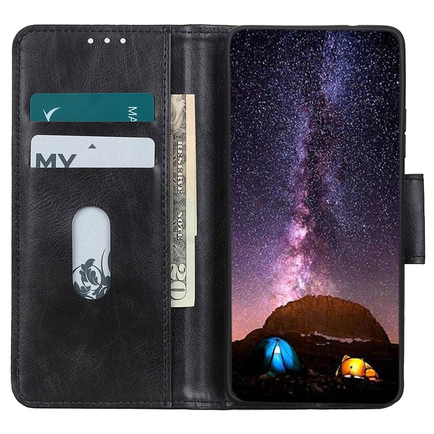 For OnePlus 11 5G Crazy Horse Texture Scratch-resistant Phone Case Wallet Stand PU Leather Cell Phone Cover - Black