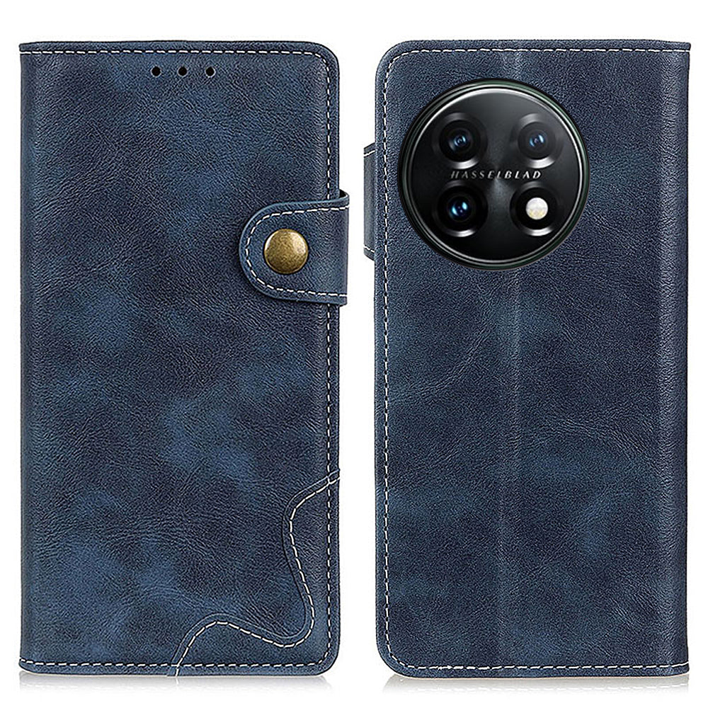 For OnePlus 11 5G S-shaped Texture Phone Case Stand Wallet Protective Cell Phone Flip Cover - Blue
