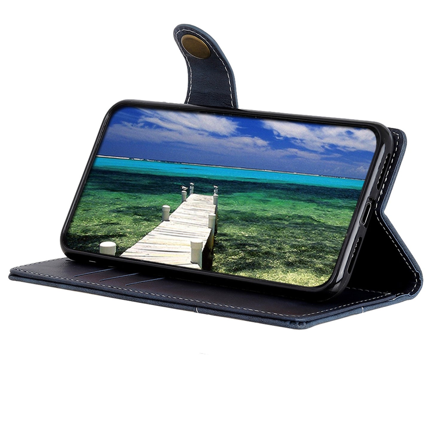 For OnePlus 11 5G S-shaped Texture Phone Case Stand Wallet Protective Cell Phone Flip Cover - Blue