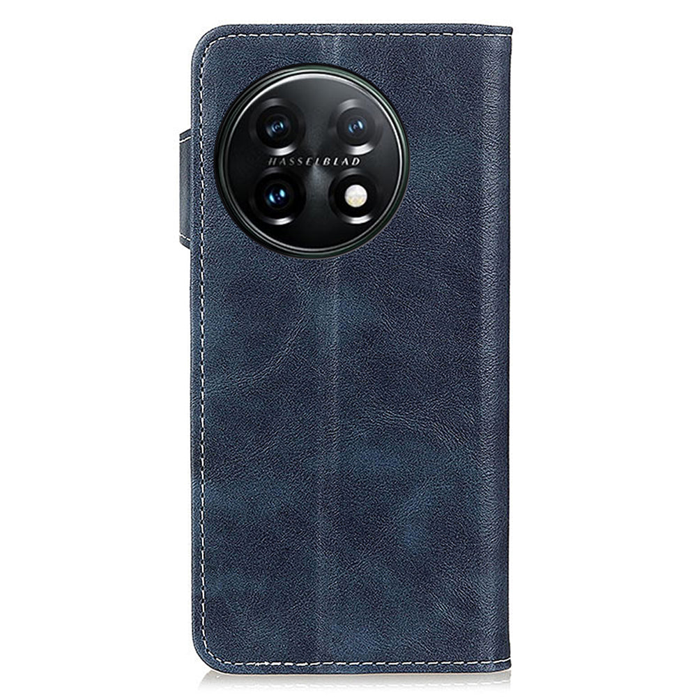 For OnePlus 11 5G S-shaped Texture Phone Case Stand Wallet Protective Cell Phone Flip Cover - Blue