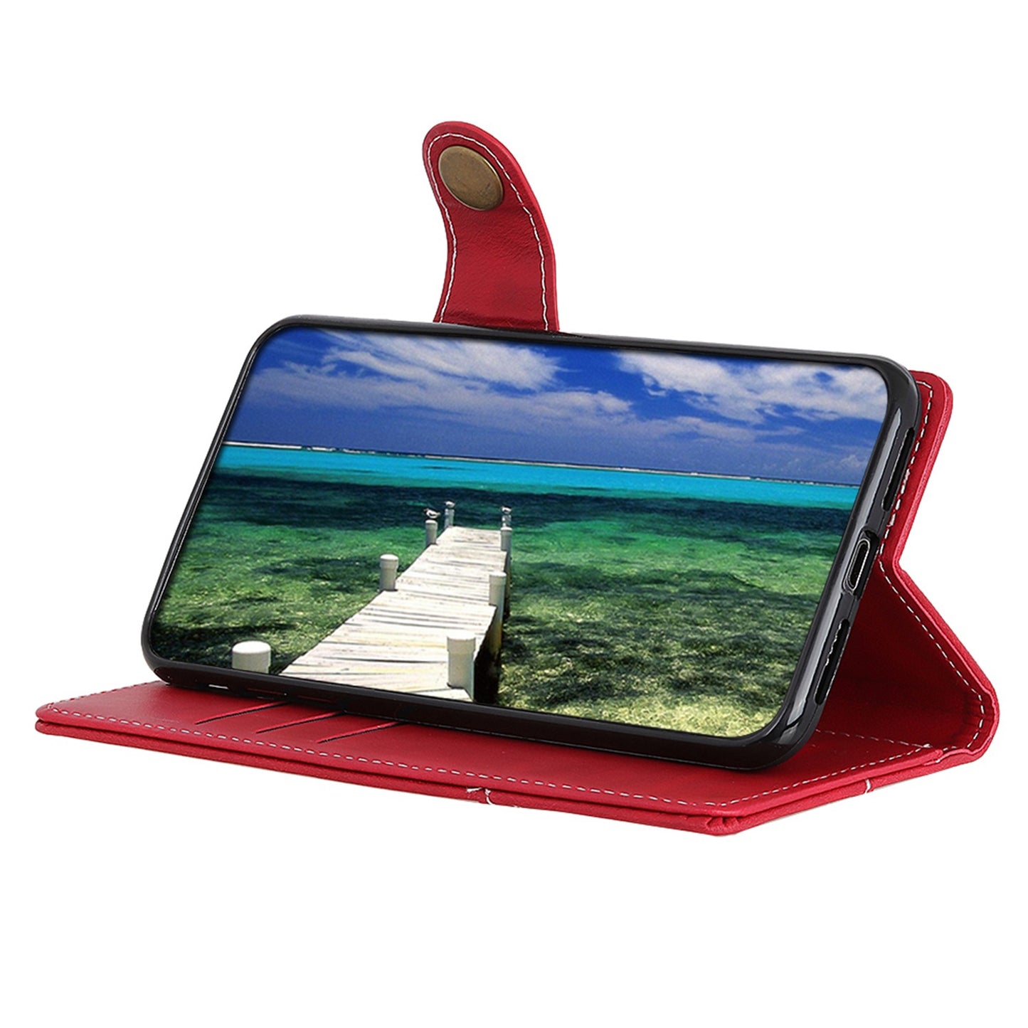 For OnePlus 11 5G S-shaped Texture Phone Case Stand Wallet Protective Cell Phone Flip Cover - Red