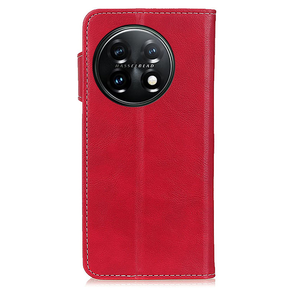 For OnePlus 11 5G S-shaped Texture Phone Case Stand Wallet Protective Cell Phone Flip Cover - Red