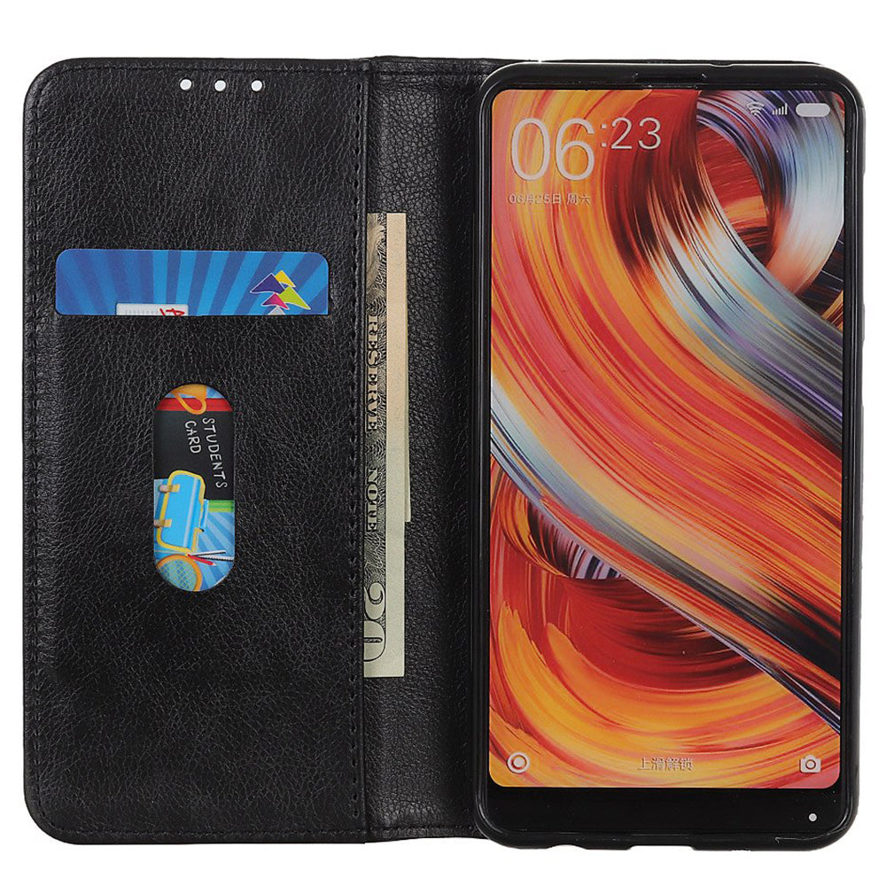 For OnePlus 11 5G Split Leather Stand Phone Case Litchi Texture Wallet Protection Cover - Black