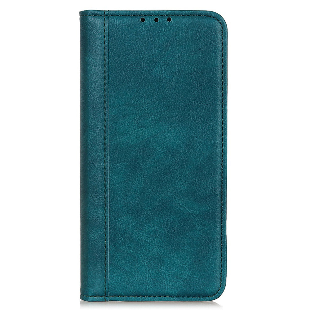 For OnePlus 11 5G Split Leather Stand Phone Case Litchi Texture Wallet Protection Cover - Green