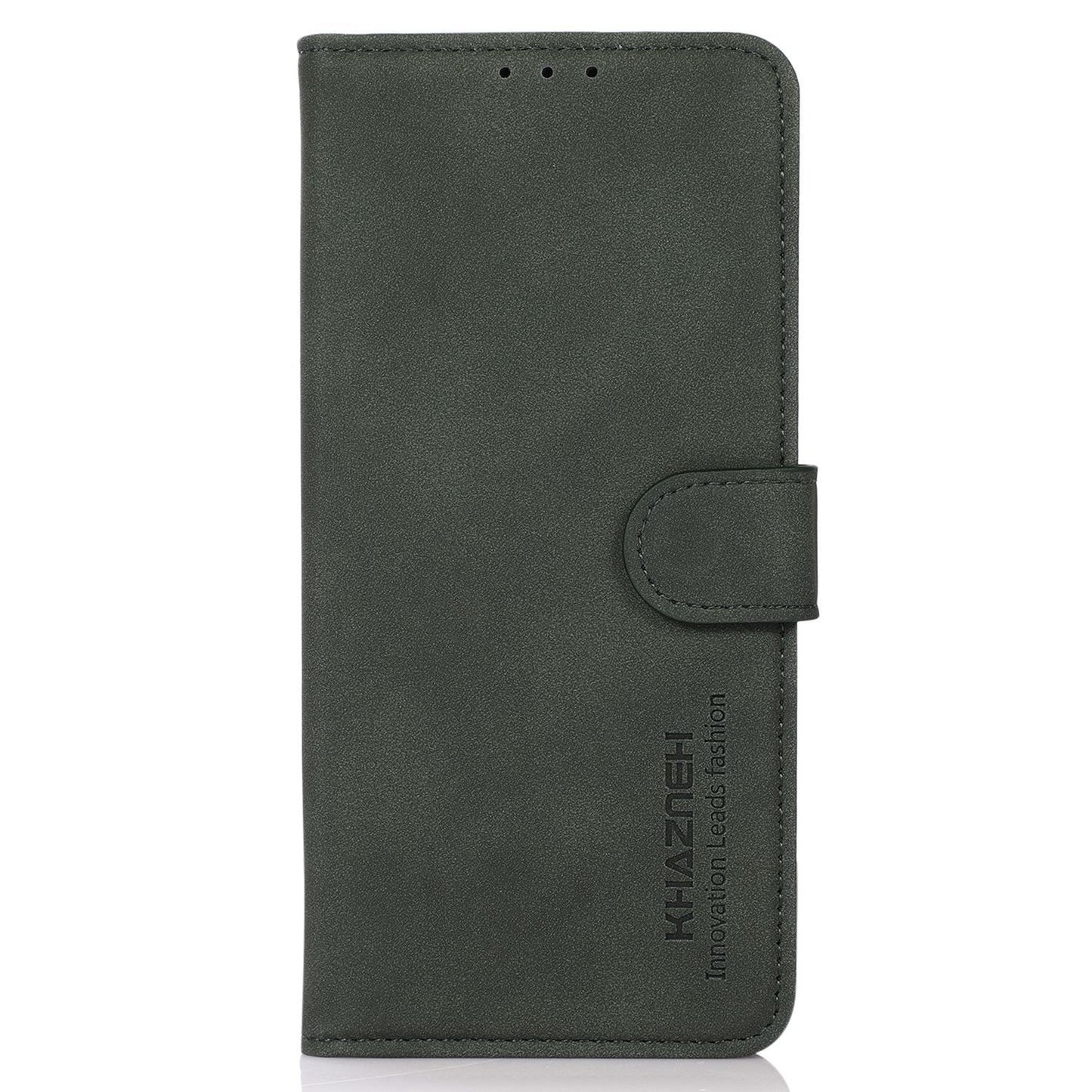 KHAZNEH PU Leather Phone Case for OnePlus 11 5G Textured Magnetic Clasp Stand Wallet Cover - Green
