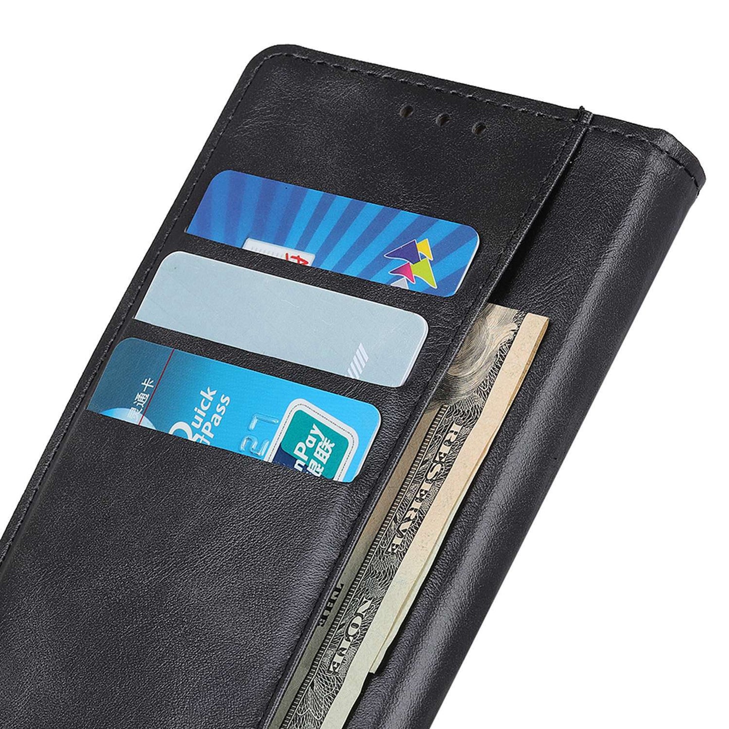 Flip Cover for OnePlus 11 5G Magnetic Brass Buckle PU Leather Wallet Cover Stand Phone Case - Black