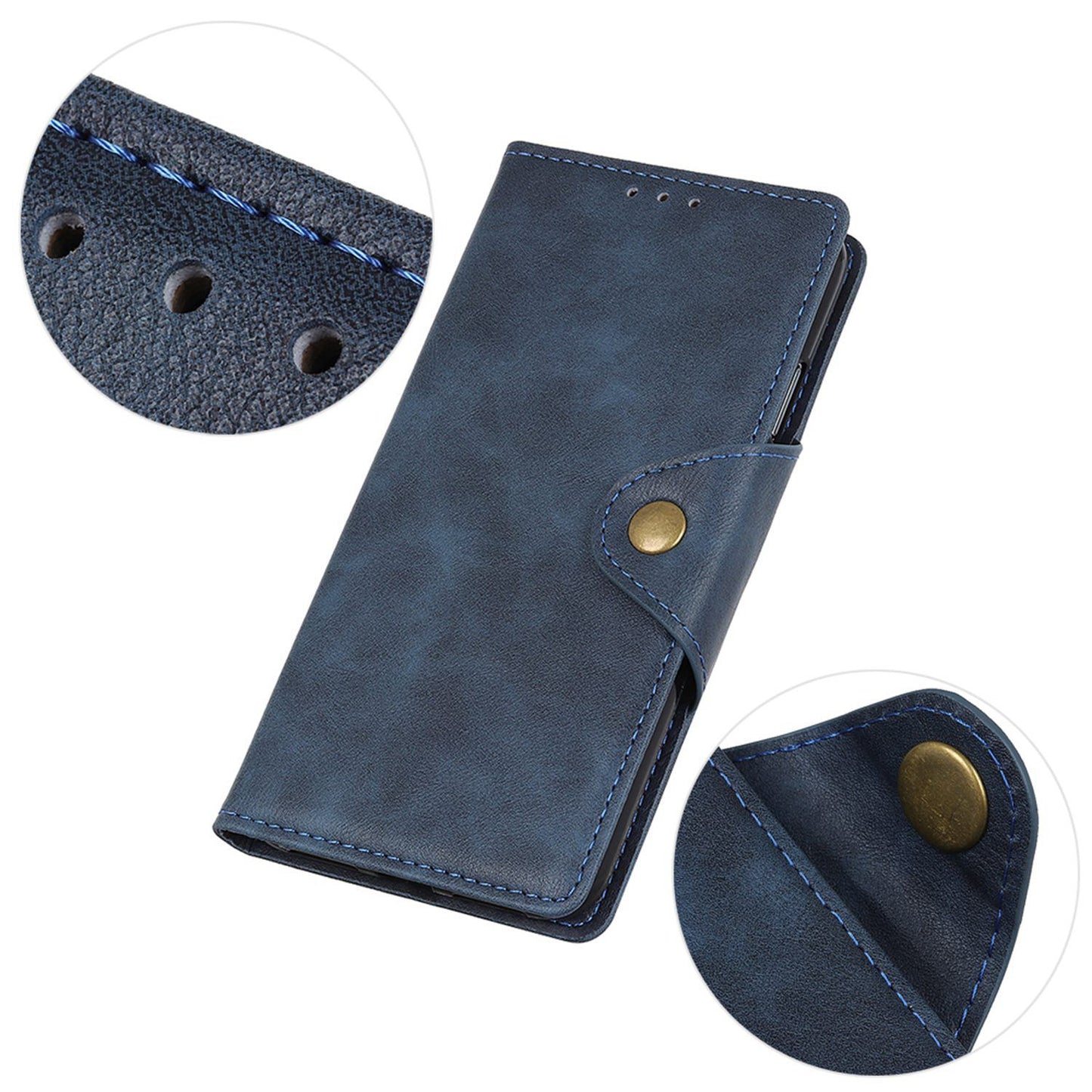 Flip Cover for OnePlus 11 5G Magnetic Brass Buckle PU Leather Wallet Cover Stand Phone Case - Blue