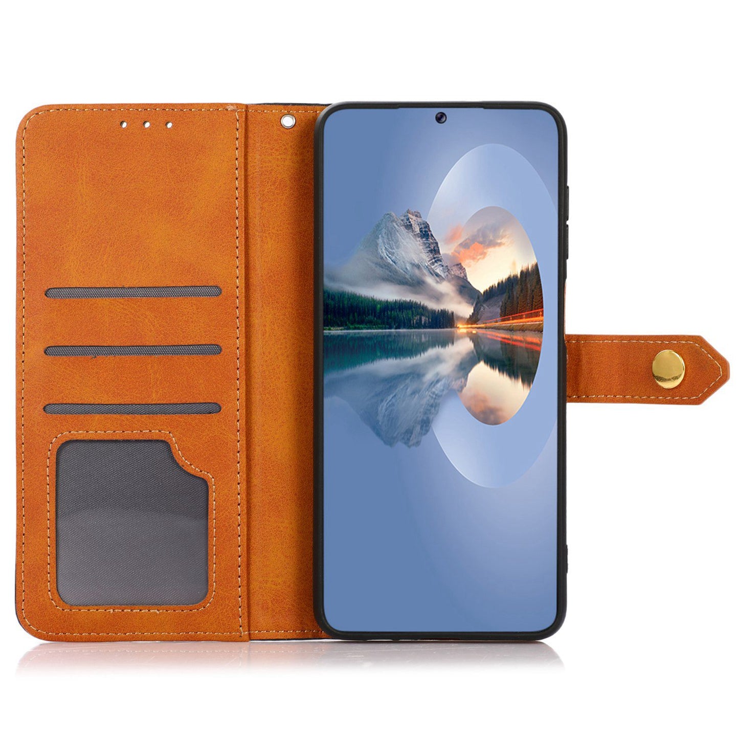 KHAZNEH For OnePlus 11 5G Cowhide Texture PU Leather Phone Case Gold Buckle Stand Wallet Flip Protective Cover - Blue