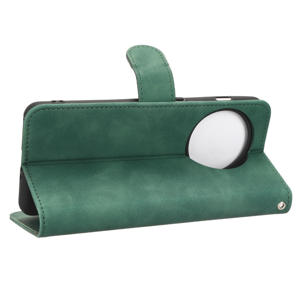 For OnePlus 11 5G Skin-touch Feeling Phone Leather Case Wallet Stand Cell Phone Cover - Green