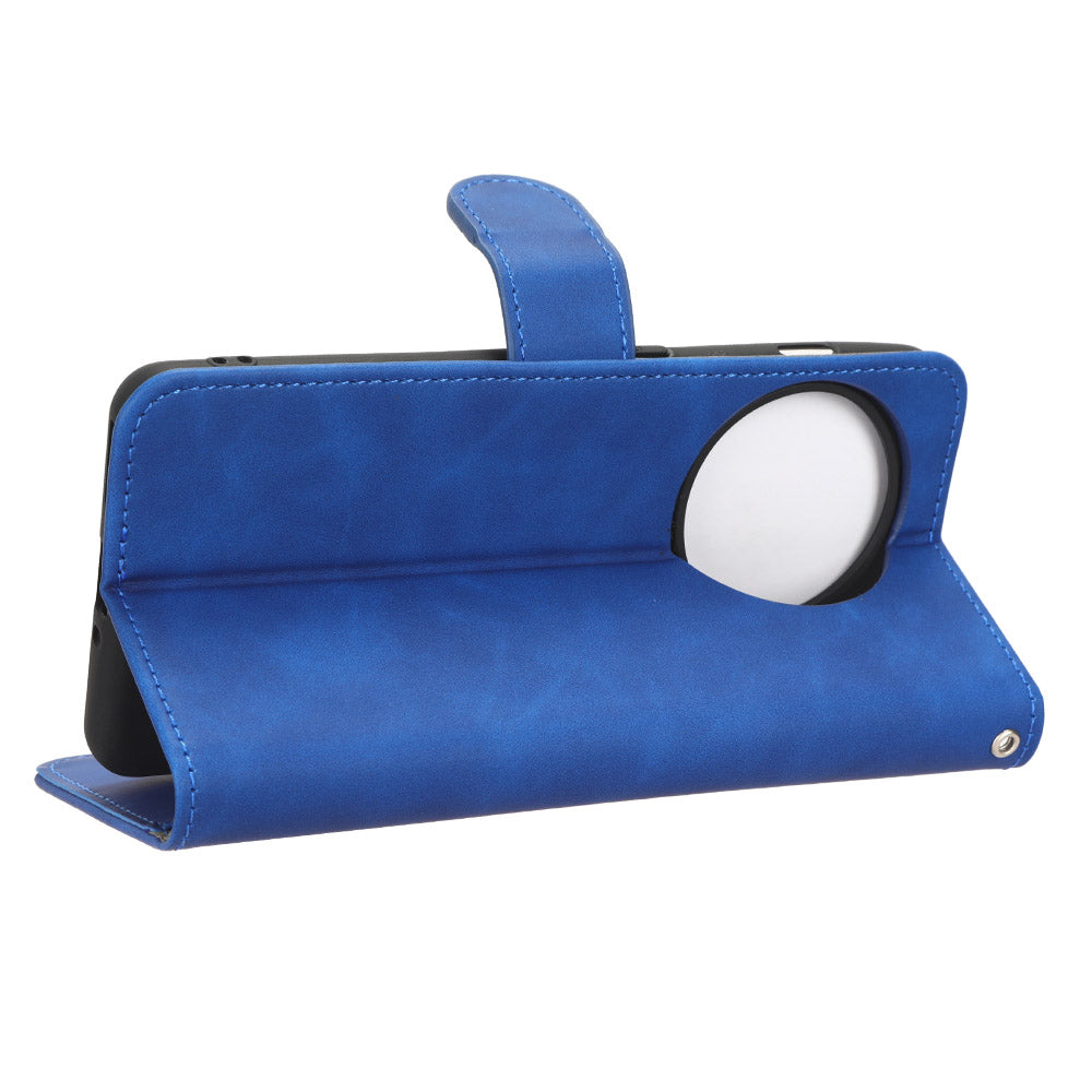 For OnePlus 11 5G Skin-touch Feeling Phone Leather Case Wallet Stand Cell Phone Cover - Blue