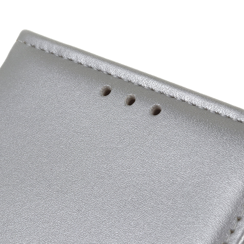 For OnePlus 11 5G Textured PU Leather Wallet Phone Case Full Protection Anti-drop Stand Cover - Silver