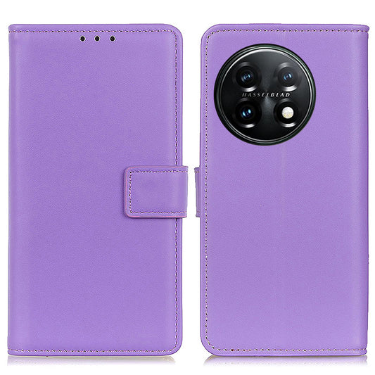 For OnePlus 11 5G Textured PU Leather Wallet Phone Case Full Protection Anti-drop Stand Cover - Purple