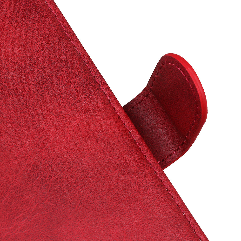 For OnePlus 11 5G Cowhide Texture Wallet Stand PU Leather Phone Case Magnetic Clasp Anti-Scratch Cover - Red