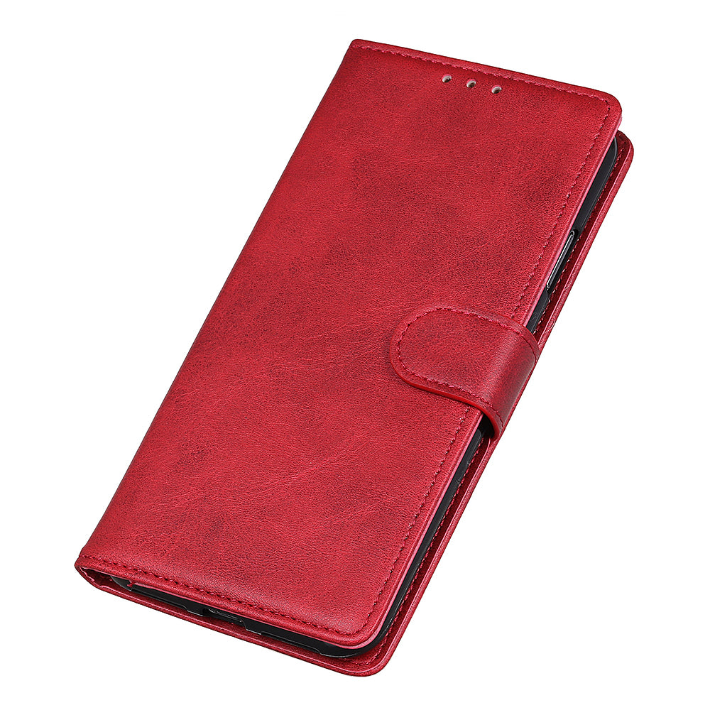 For OnePlus 11 5G Cowhide Texture Wallet Stand PU Leather Phone Case Magnetic Clasp Anti-Scratch Cover - Red