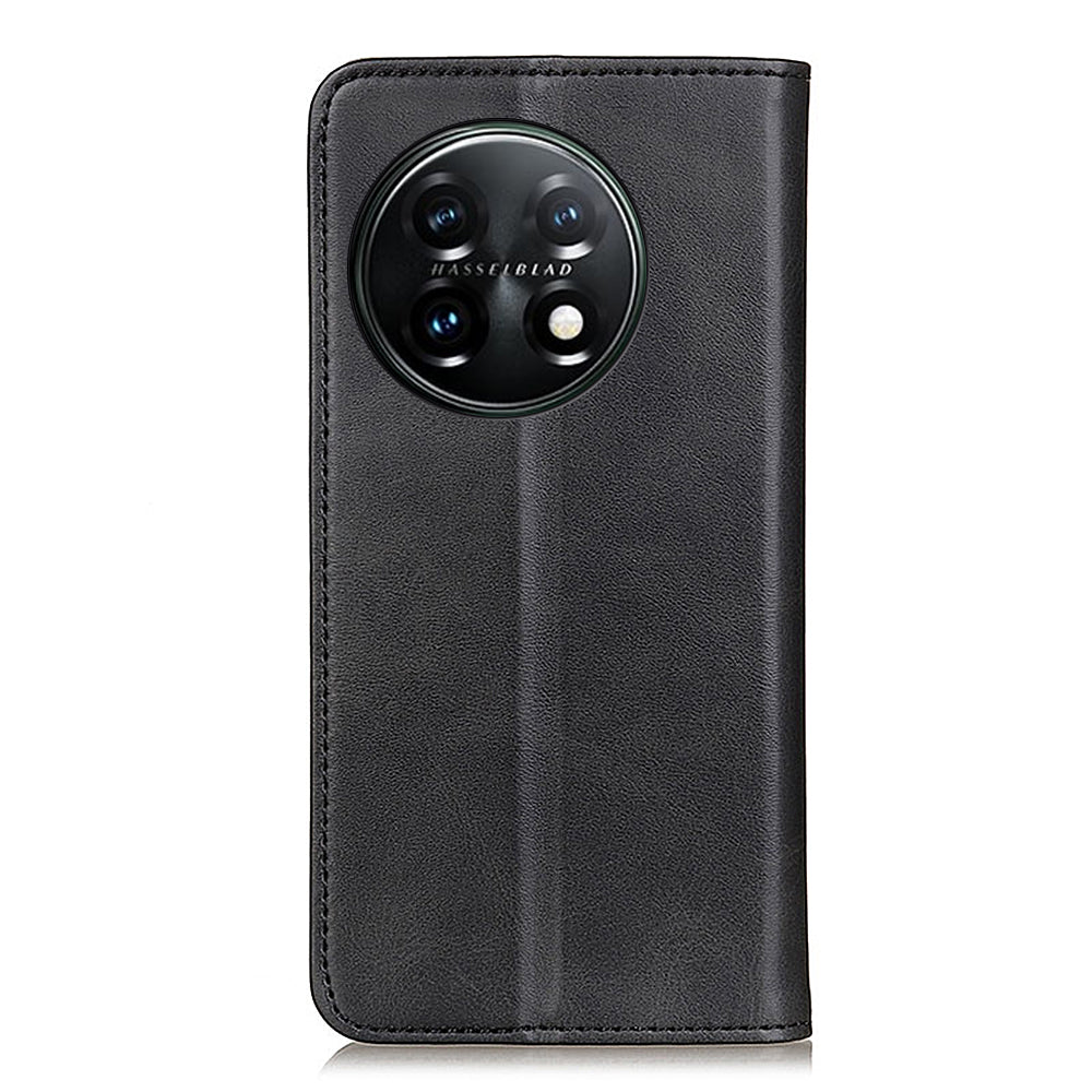 For OnePlus 11 5G Magnetic Auto Closing Mobile Phone Stand Case Split Leather Drop-proof Cover Wallet - Black