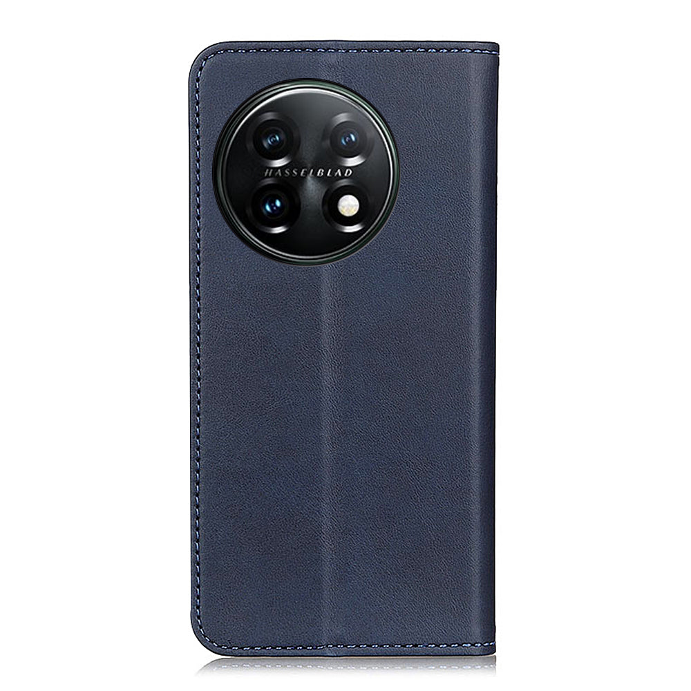 For OnePlus 11 5G Magnetic Auto Closing Mobile Phone Stand Case Split Leather Drop-proof Cover Wallet - Blue