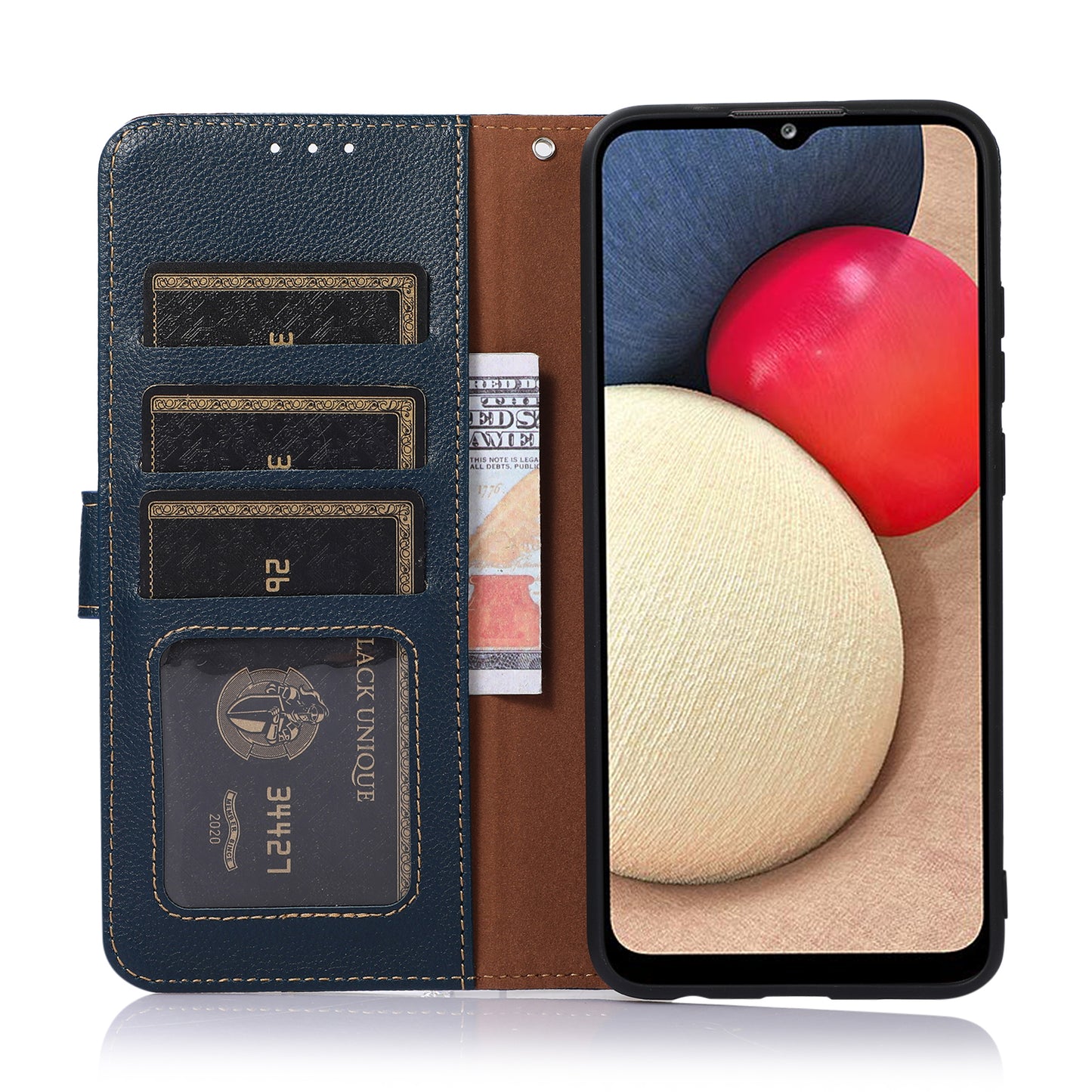 KHAZNEH For OnePlus 11 5G Litchi Texture TPU+PU Leather Phone Case RFID Blocking Flip Stand Wallet Cover - Blue