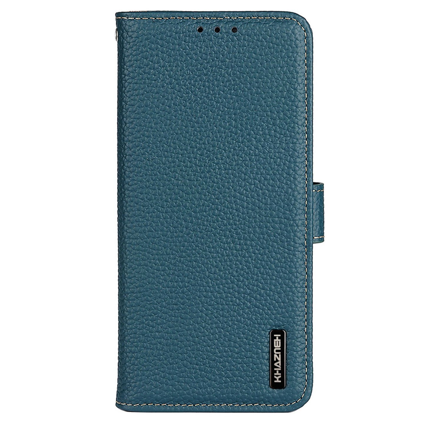 KHAZNEH For OnePlus 11 5G Genuine Leather Flip Phone Wallet Cover Litchi Texture Stand Anti-drop Phone Case - Green