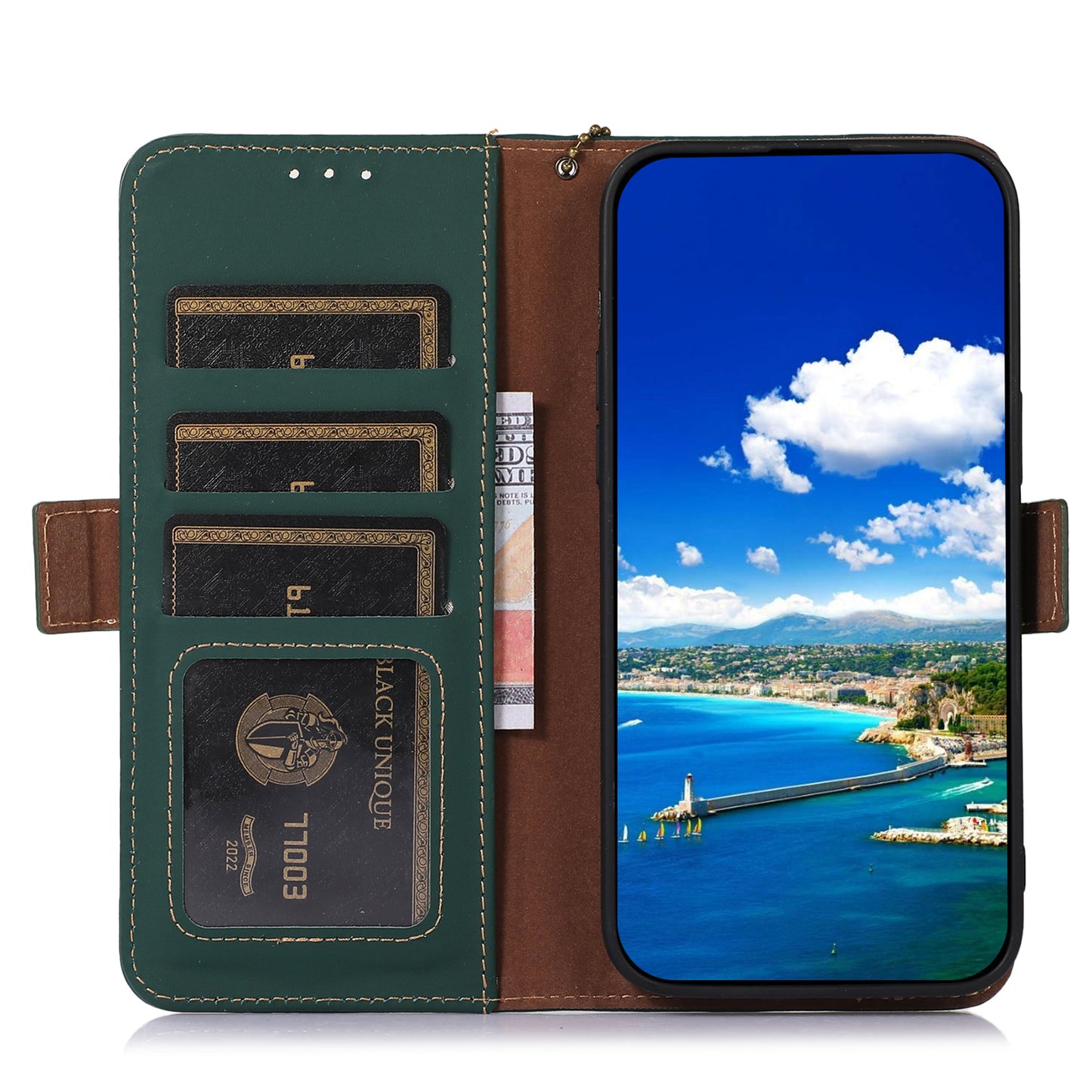 For OnePlus 11 5G Phone Case Genuine Leather Flip Cover RFID Blocking Wallet Case - Green