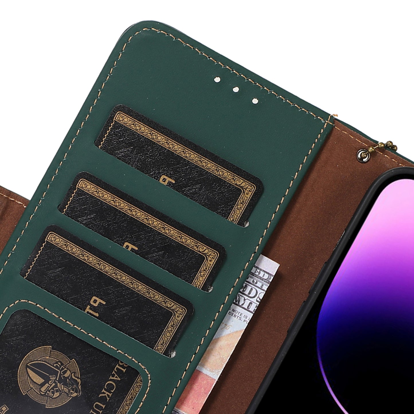 For OnePlus 11 5G Phone Case Genuine Leather Flip Cover RFID Blocking Wallet Case - Green