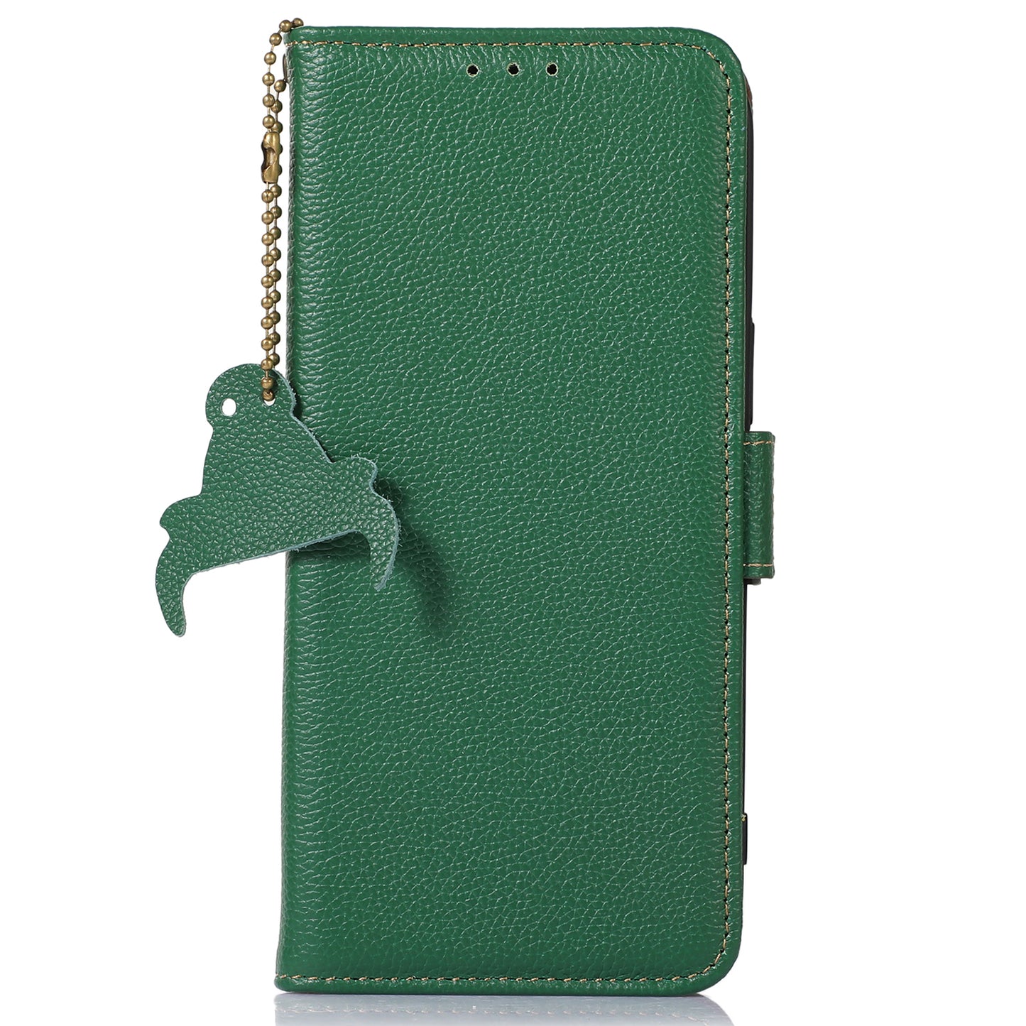 Shockproof Case for OnePlus 11 5G Genuine Leather Phone Case RFID Blocking Wallet Phone Cover with Stand - Green