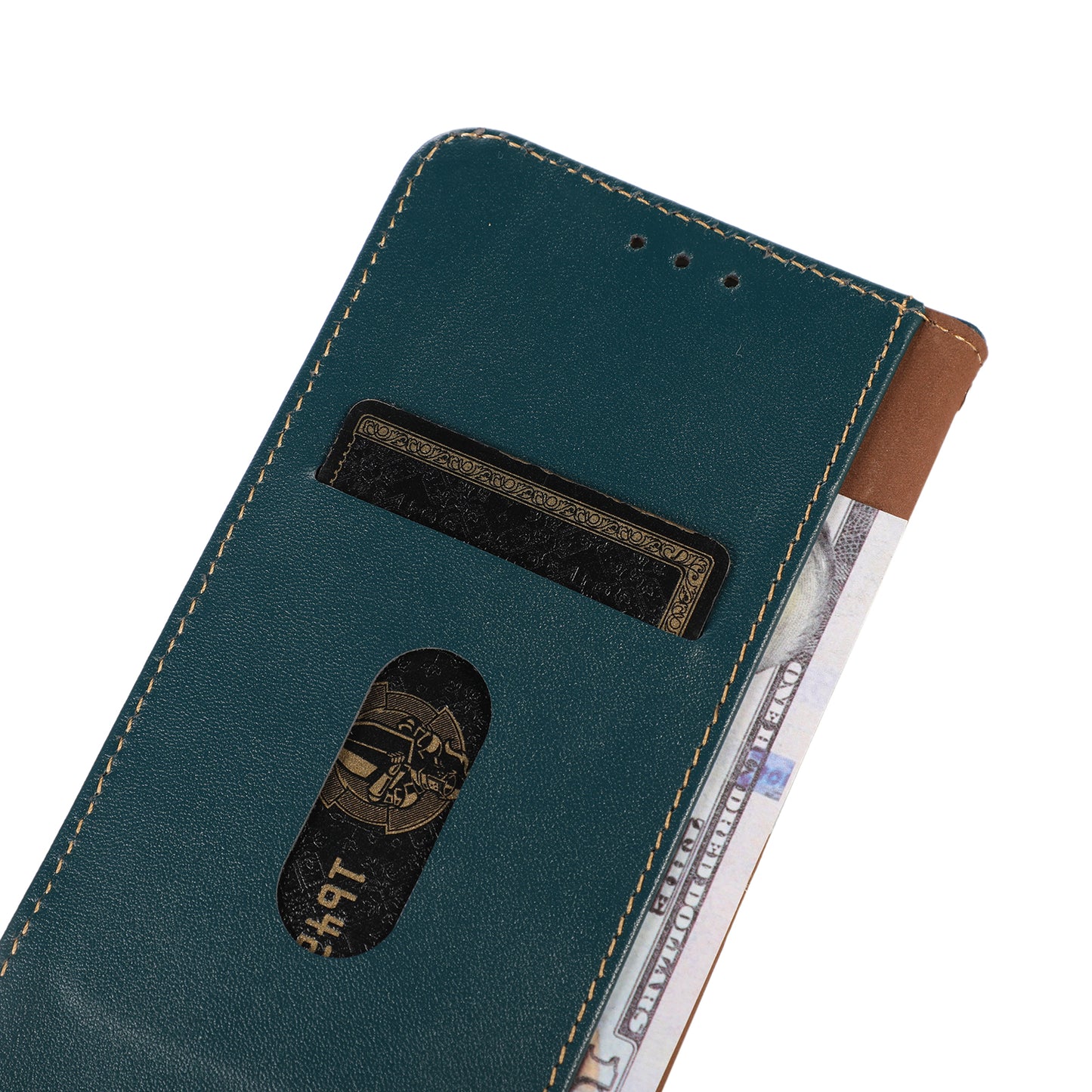 KHAZNEH Anti-drop Phone  Cover For OnePlus 11 5G Genuine Cowhide Leather Nappa Texture Stand Wallet Protective Phone Case - Green