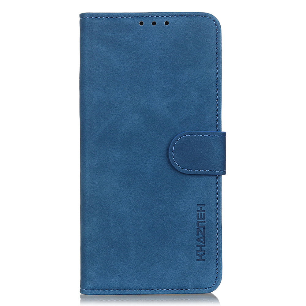 KHAZNEH For OnePlus 11 5G Leather Phone Case Retro Texture Anti-fall Phone Cover with Wallet Stand - Blue